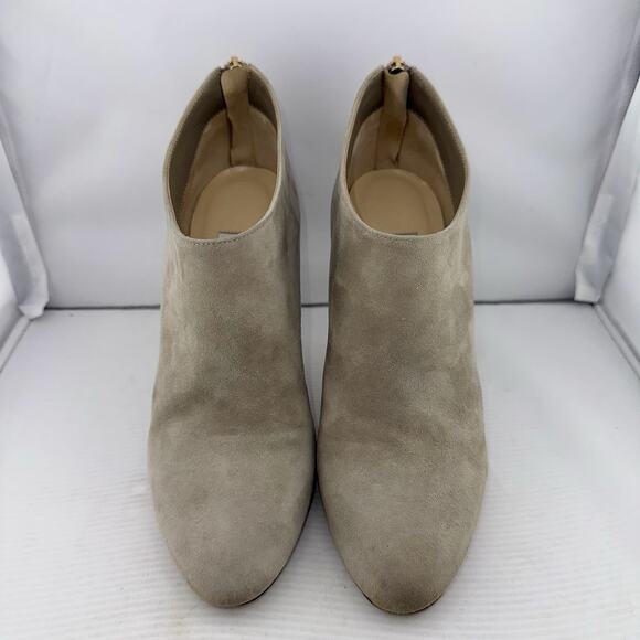 Jimmy Choo Taupe Suede Ankle Booties 37.5 (7.5US) High Heel Stiletto Zip Italy - Picture 2 of 15
